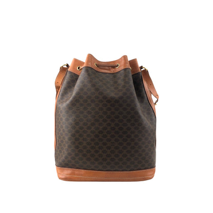 CELINE Macadam Blason Drawstring Shoulder bag Brown Vintage epwjhg