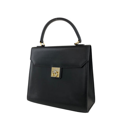 CELINE Gancini Handbag Black Vintage zn353p