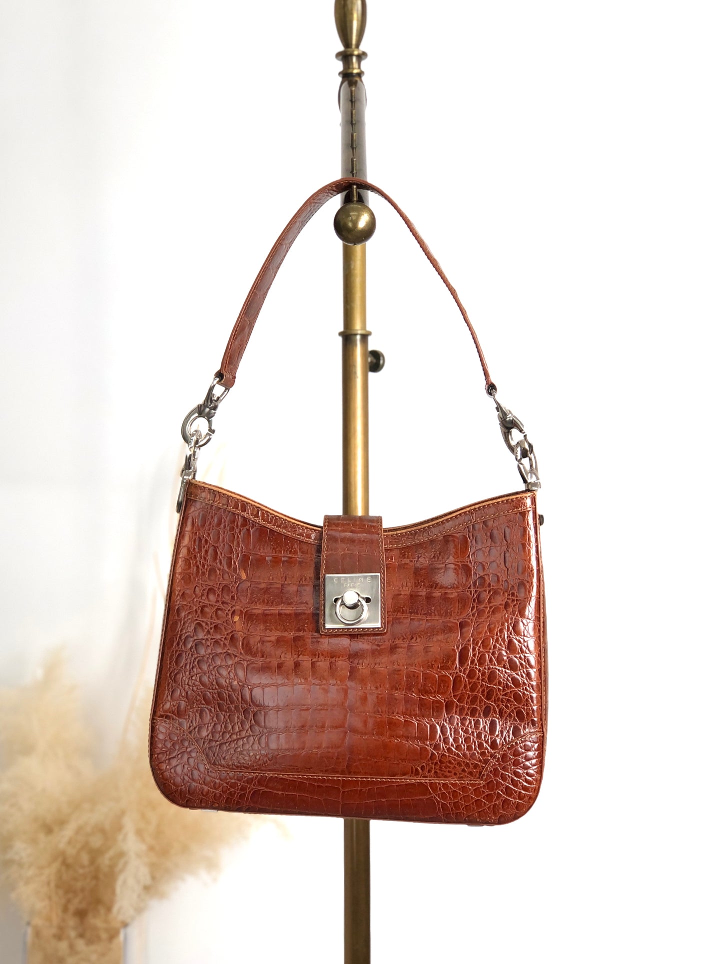 CELINE Gancini Shoulder bag Brown Vintage zaumvu