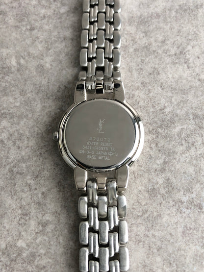 Yves Saint Laurent YSL Logo Quartz Watch Silver Vintage h6kph8