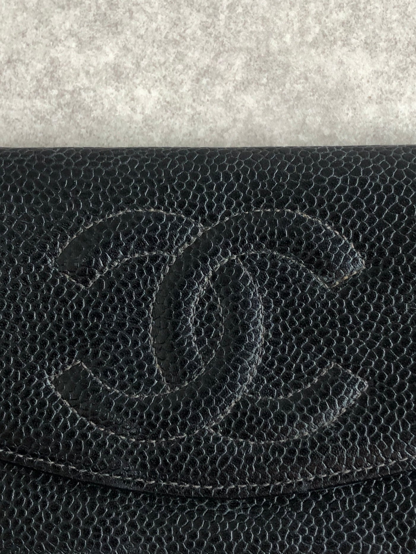 CHANEL Coco Mark Coin Purse Black Vintage 5byxkp