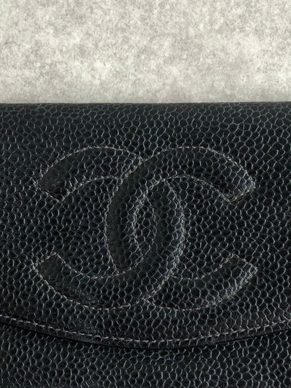 CHANEL Coco Mark Coin Purse Black Vintage 5byxkp