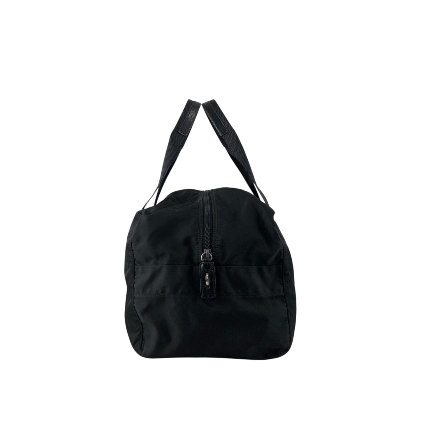 PRADA Tessuto Triangle Logo Handbag Boston bag Black Vintage ycwtum