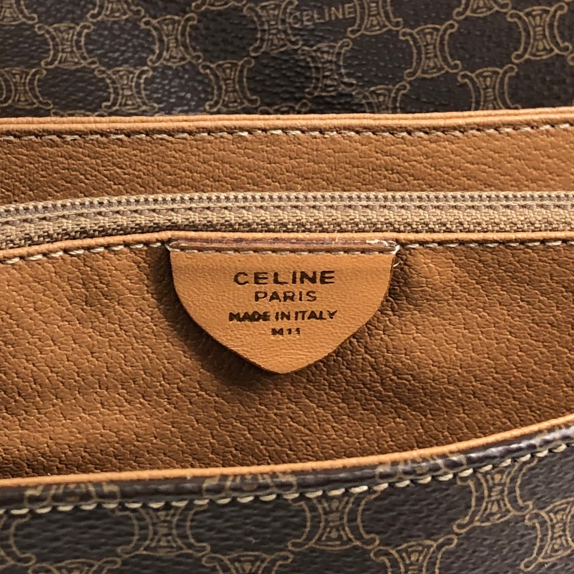 CELINE Macadam Horse Bit Shoulder bag Brown Vintage gmn7vj