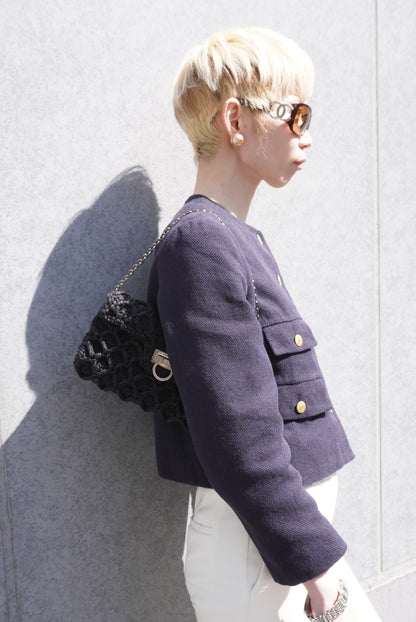 Salvatore Ferragamo Gancini Chain Shoulder bag Black Vintage phcpax