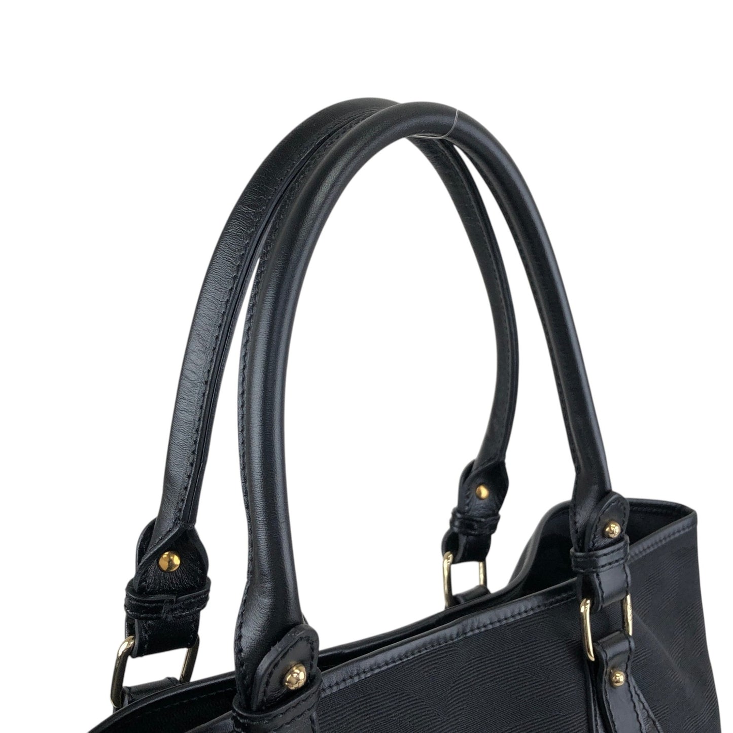 FENDI Logo Charm Handbag Totebag Black Vintage sgtpj5