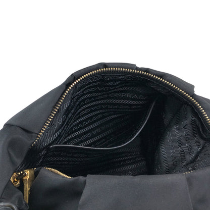 PRADA Tessuto Triangle Logo Shoulder bag Hobobag Black Vintage e3vera