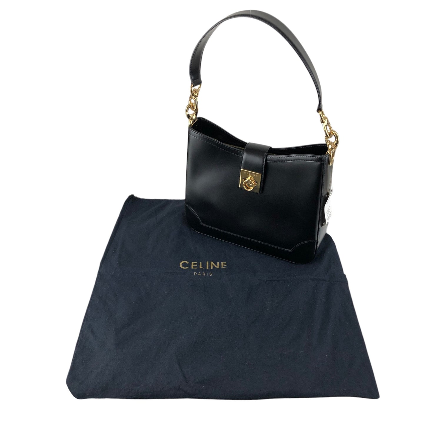 CELINE Gancini Shoulder bag Black Vintage ucswkg