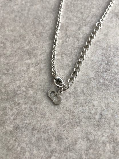 Christian Dior Logo Motif Necklace Silver Vintage 7uav88