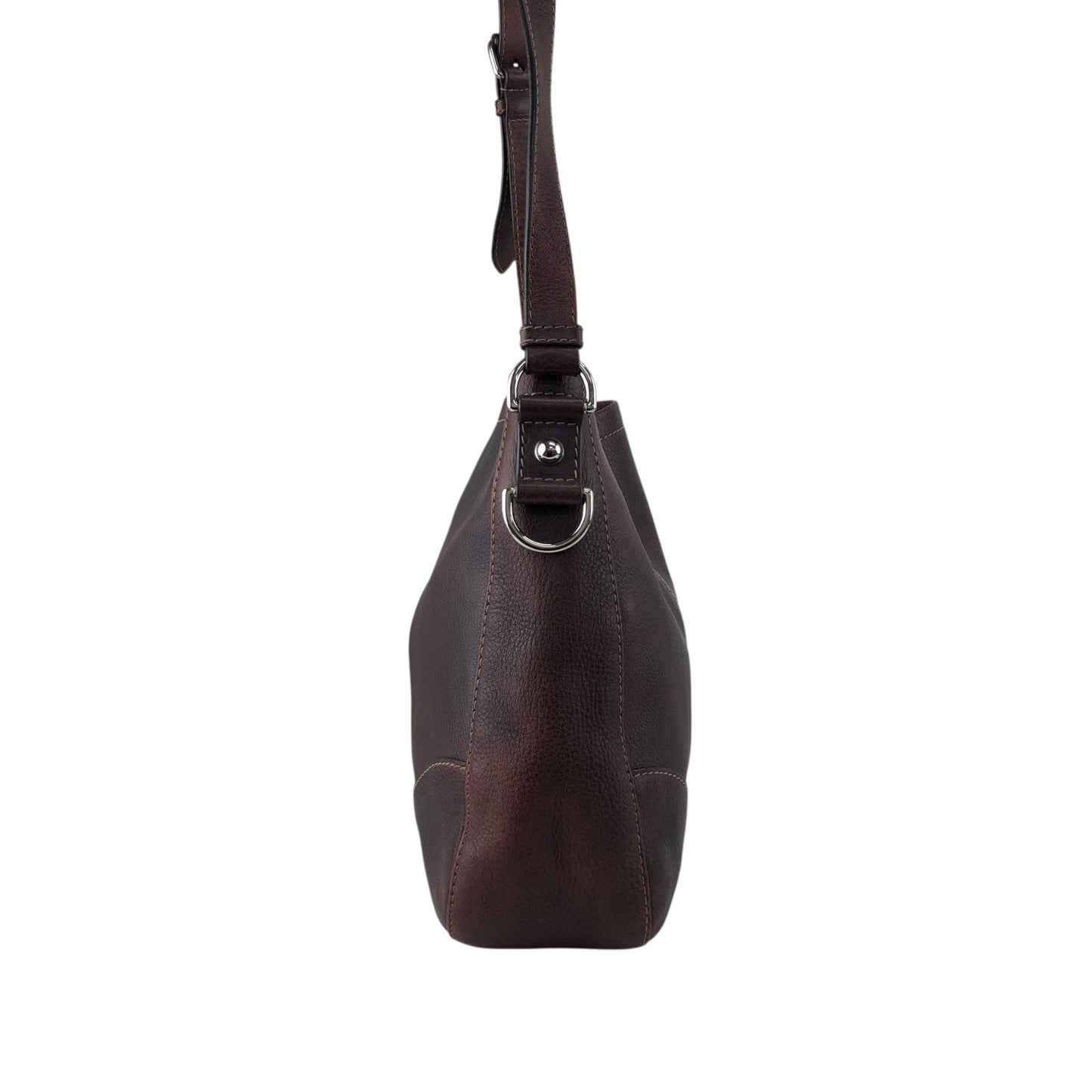 GUCCI Logo Embossed Shoulder bag Brown Vintage 8svbt5