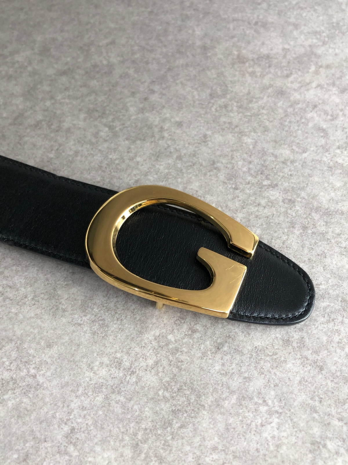 GUCCI G Motif Belt Black Vintage s72urx