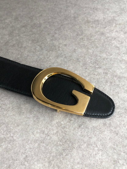 GUCCI G Motif Belt Black Vintage s72urx