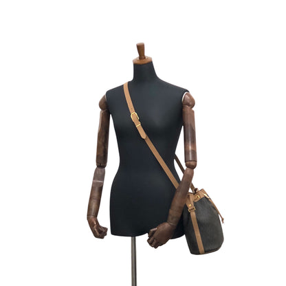 Christian Dior Honeycomb Pattern Drawstring Shoulder bag Black×Beige Vintage bgh644