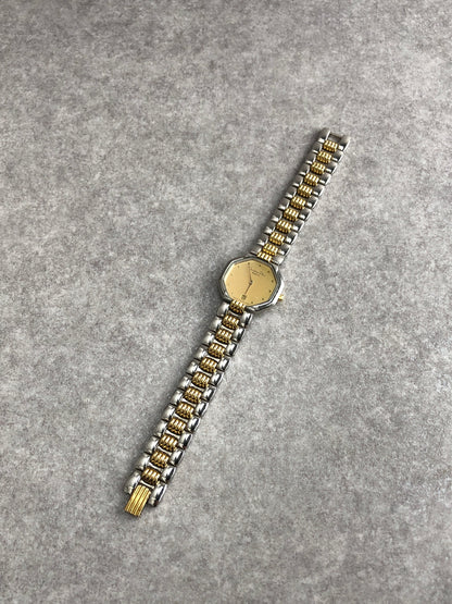 Christian Dior Octagon Quartz Watch Silver×Gold D48-203 Vintage hvmzg2