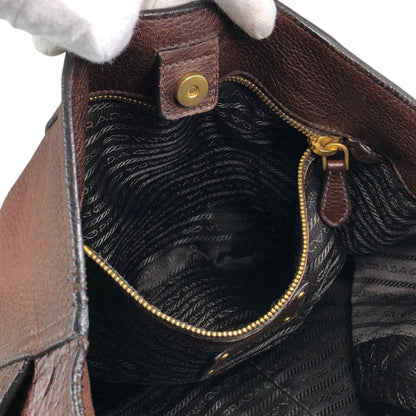 PRADA Logo Shoulder bag Brown Vintage viv5ss