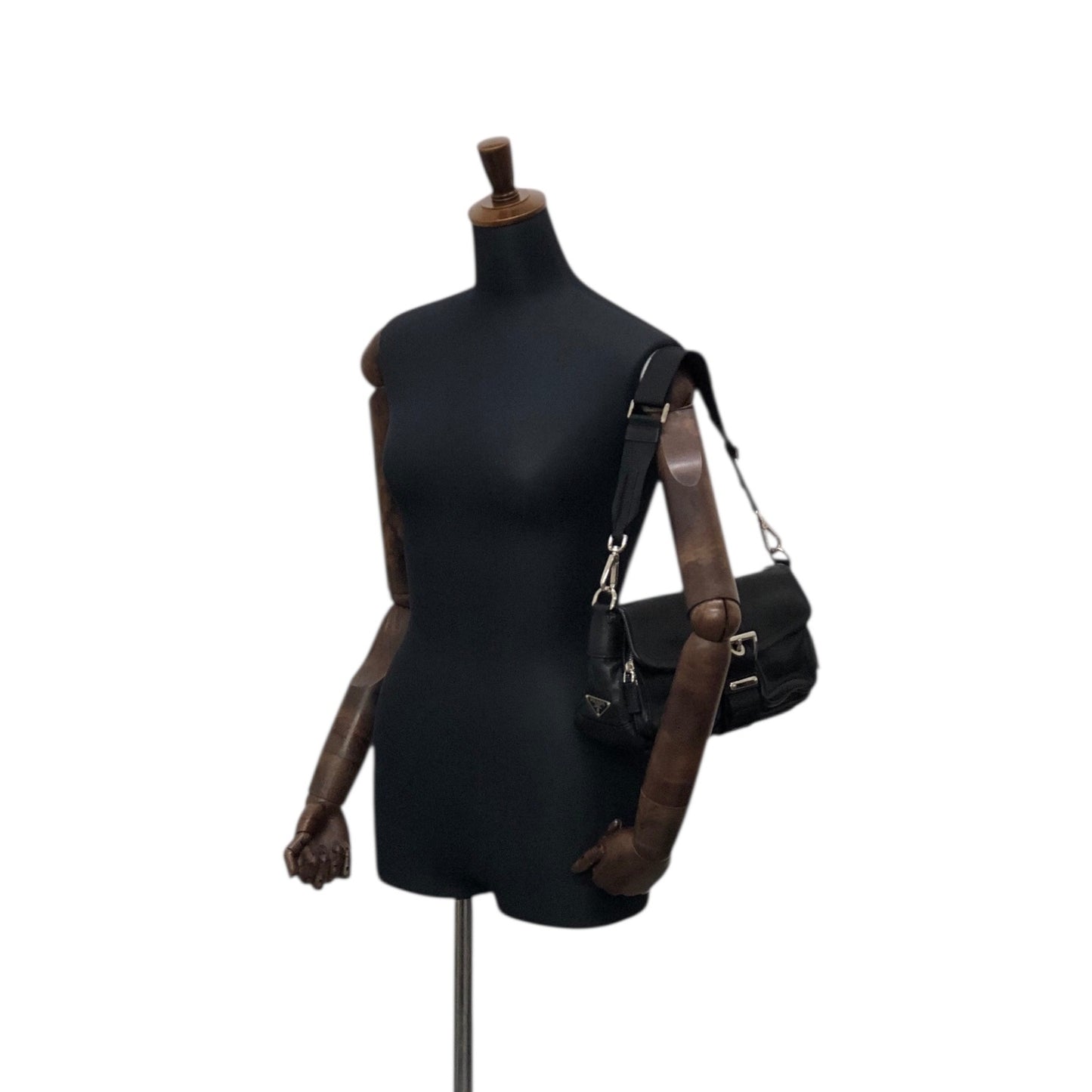 PRADA Triangle Logo Front Buckle  Shoulder bag Black Vintage  wsw3t2