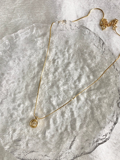Christian Dior CD Logo Necklace Gold Vintage vppx7b