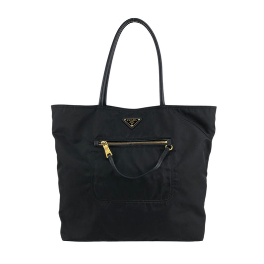 PRADA Tessuto Triangle Logo Front Pocket  Totebag Black Vintage 6rrumw
