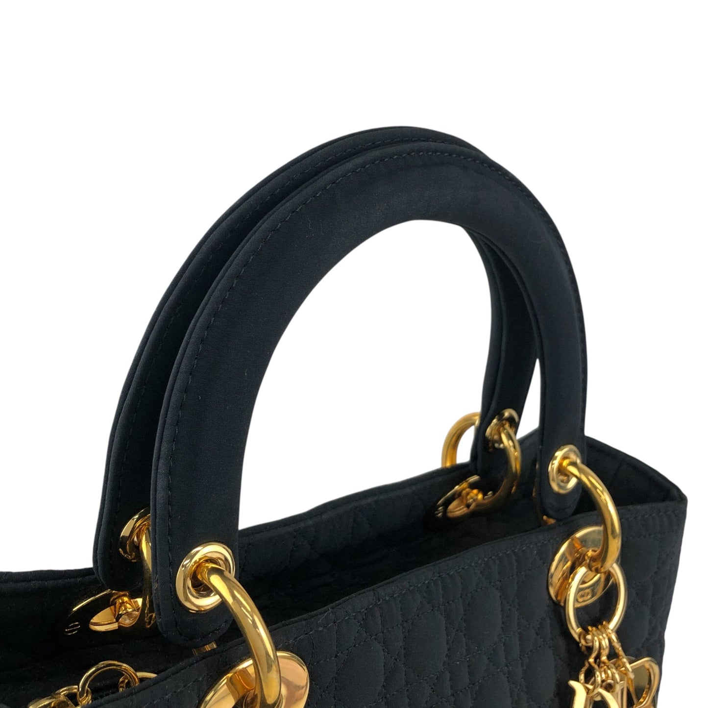Christian Dior Lady Dior Cannage Charm Handbag Black Vintage 6egyhj