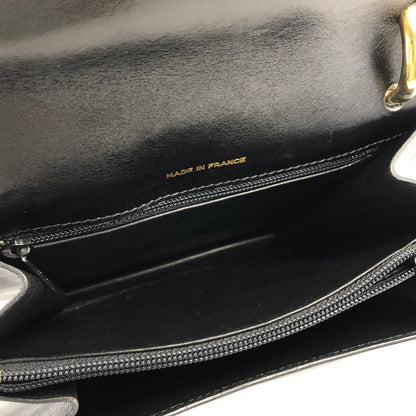 CELINE Gancini Leather Round Crossbody Shoulder bag Black Vintage 5ec6bk