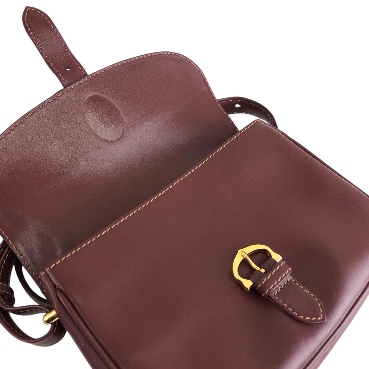 Cartier Front Buckle Shoulder bag Bordeaux Vintage iejnyi