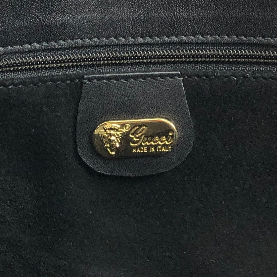 GUCCI Logo Embossed Shoulder bag Totebag Black Vintage cgykye
