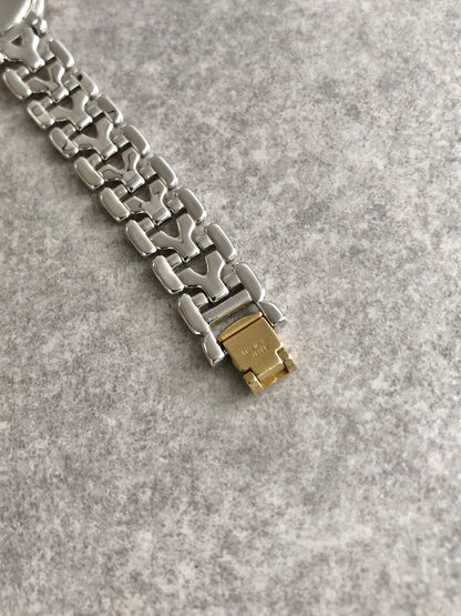 Yves Saint Laurent YSL Logo Watch Silver×Gold 5430-F43089 Vintage zbnrnv