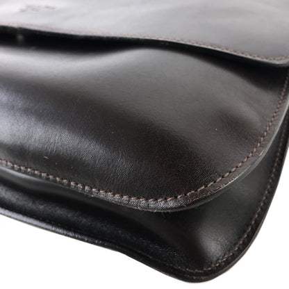 PRADA Logo Double Face Leather Handbag Brown Vintage twseze