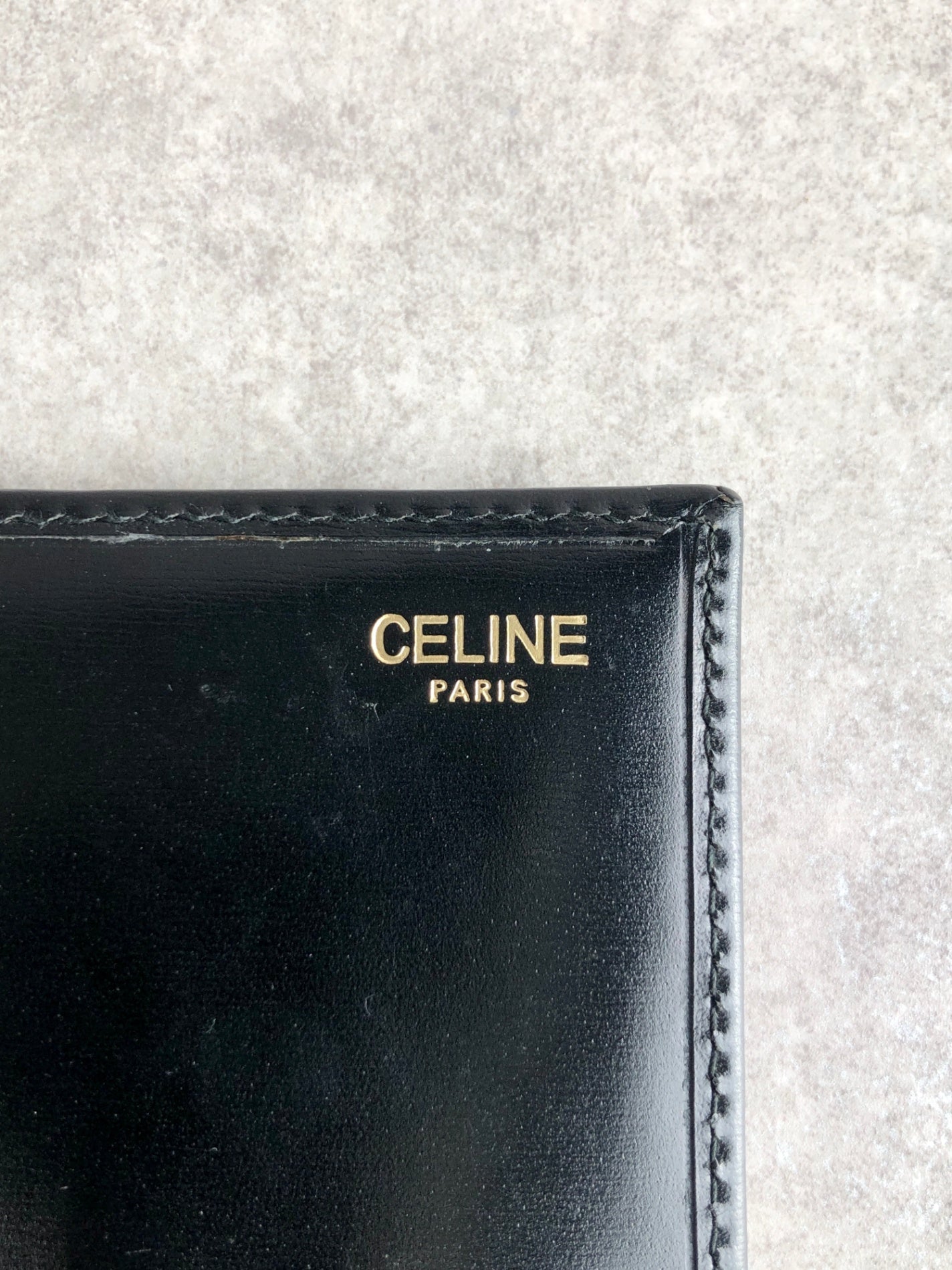 CELINE Logo Long Wallet Black Vintage gres6u