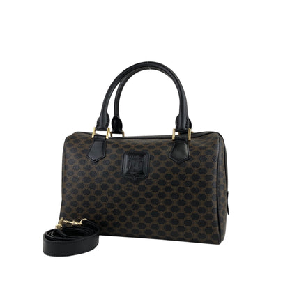 CELINE Macadam Blason Two-way Small Boston bag Shoulder bag Black Vintage wuxab4