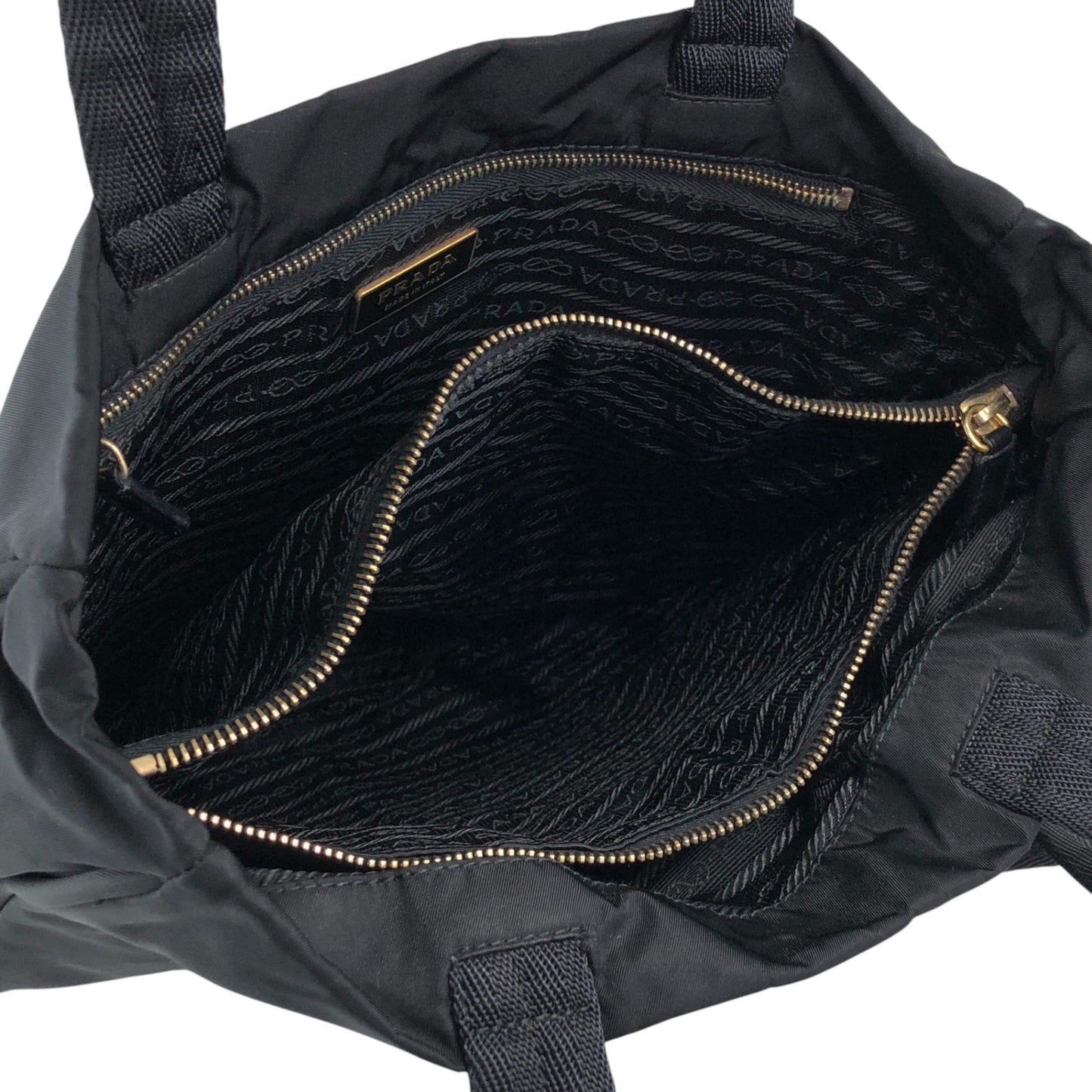 PRADA Tessuto Triangle Logo Totebag Black Vintage 4ica5v