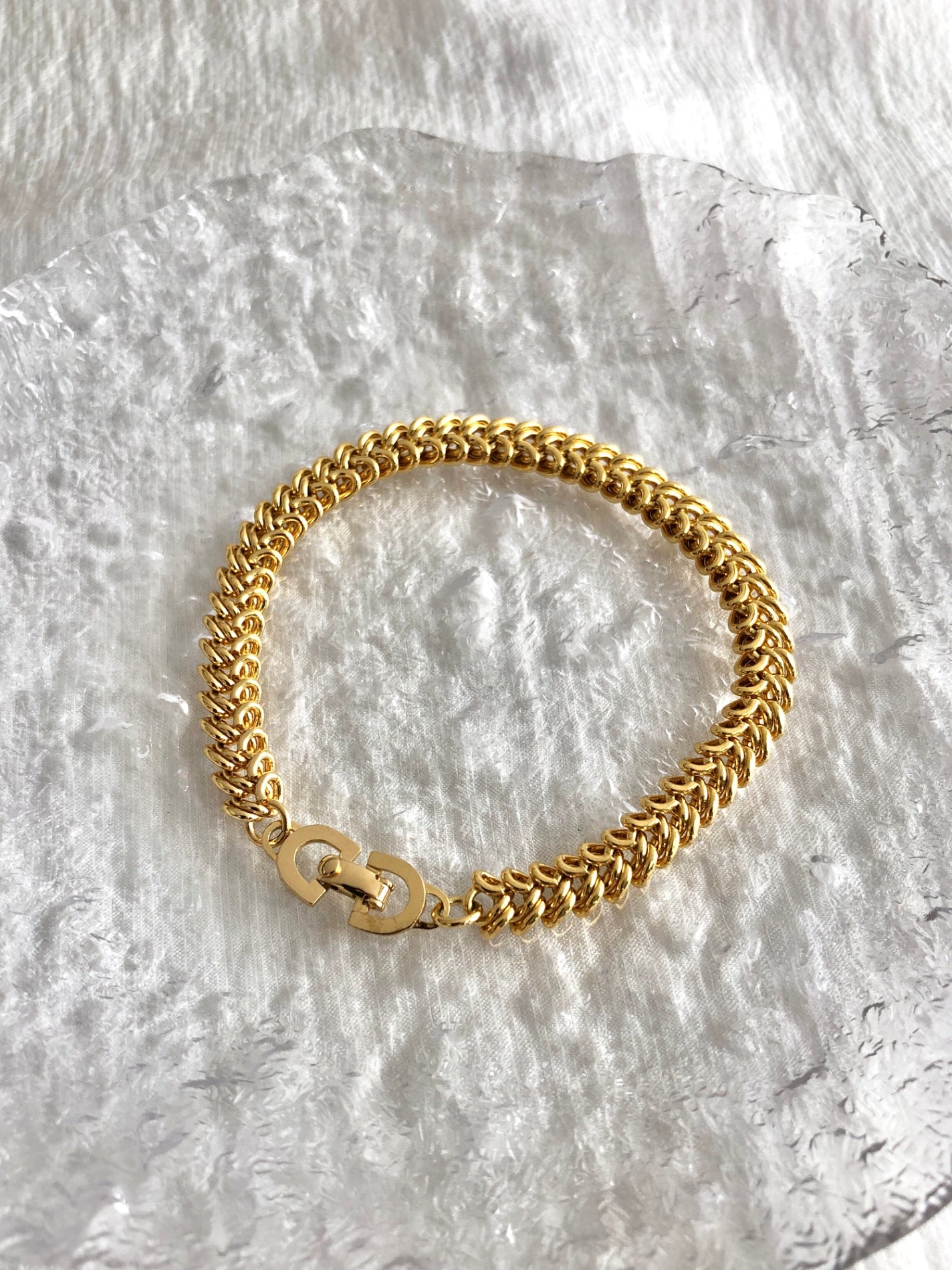 Christian Dior CD Logo Bracelet Gold Vintage htcyhk
