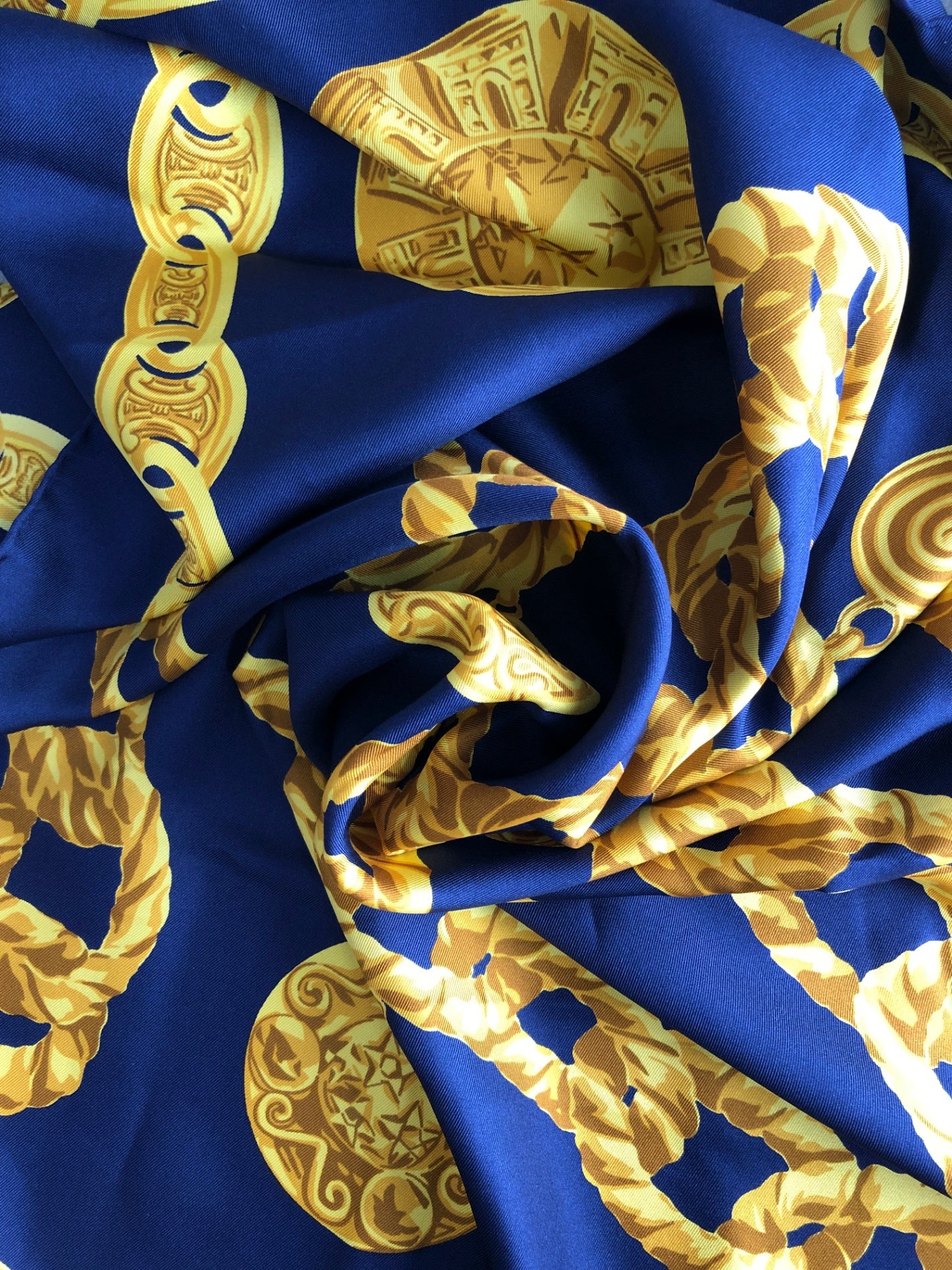 CELINE Starball SILK Scarf Navy×Gold Vintage m4xykh