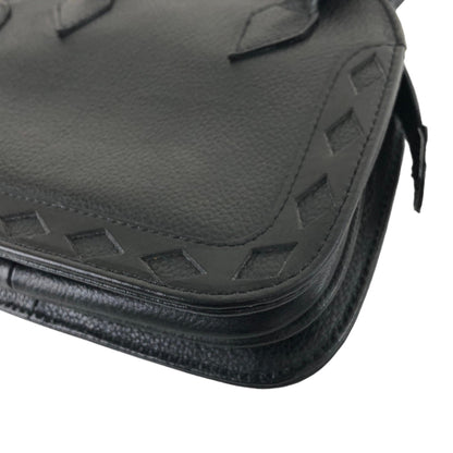 Yves Saint Laurent Cutout Leather Handbag Black Vintage v7x4d5