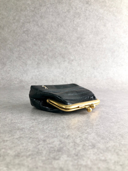 Yves Saint Laurent YSL Logo Metal Clasp Coin Purse Black Vintage s42xfp