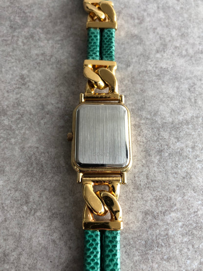 LOEWE Logo Quartz Watch Green×Gold Vintage c27tnu