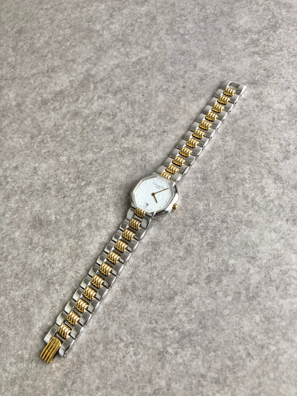 Christian Dior Logo Quartz Watch Silver×Gold 48-203 Vintage p6k3w8