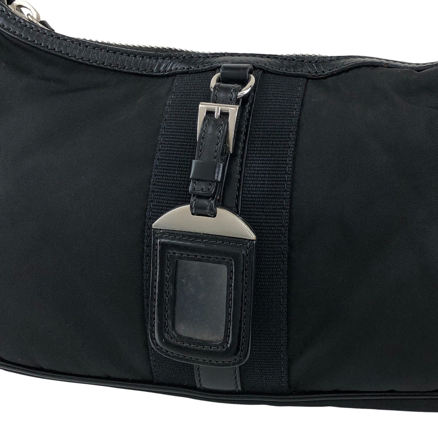 PRADA Tessuto Triangle Logo Shoulder bag Black Vintage prm6ap