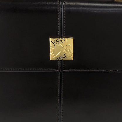 Yves Saint Laurent YSL Logo Top Handle Handbag Brown Vintage 3bhgkg