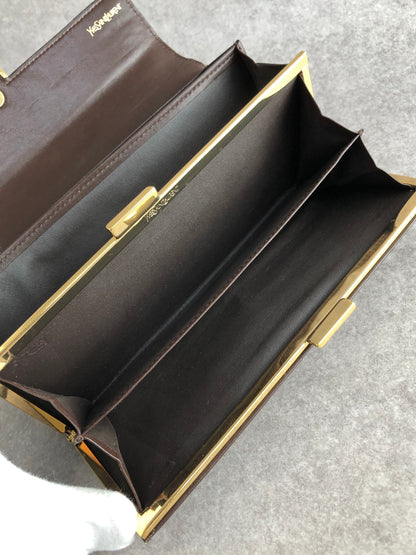 Yves Saint Laurent Logo Long Wallet Brown Vintage v4kc5e