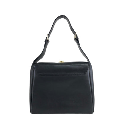 CELINE Turn Lock Handbag Black Vintage j4gitj
