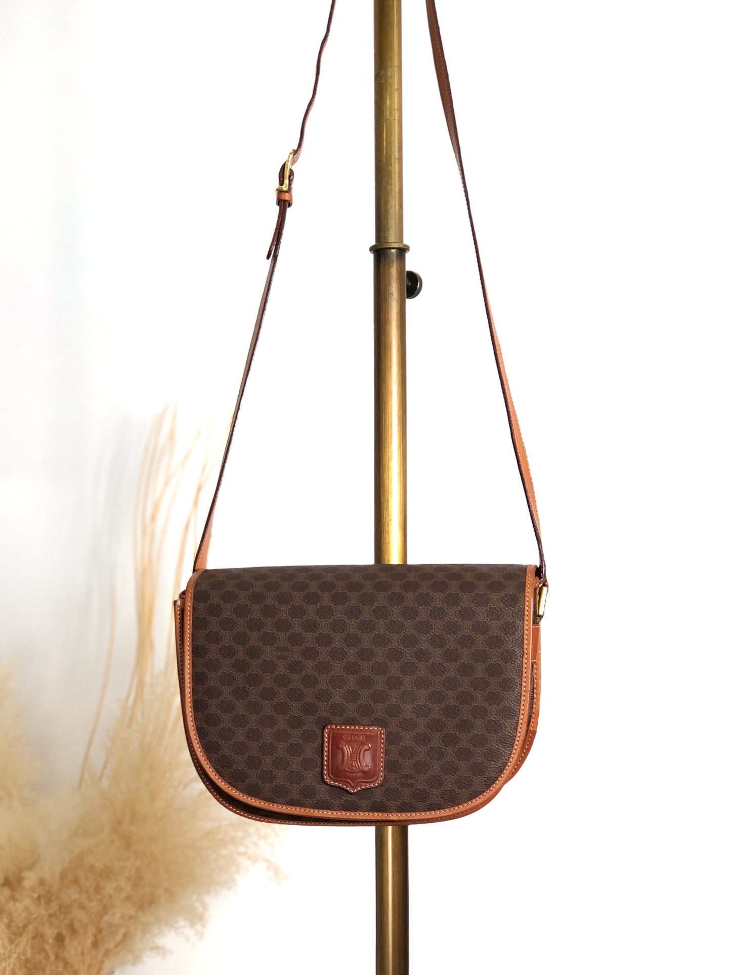 CELINE Macadam Blason Shoulder bag Brown Vintage 23vr8y