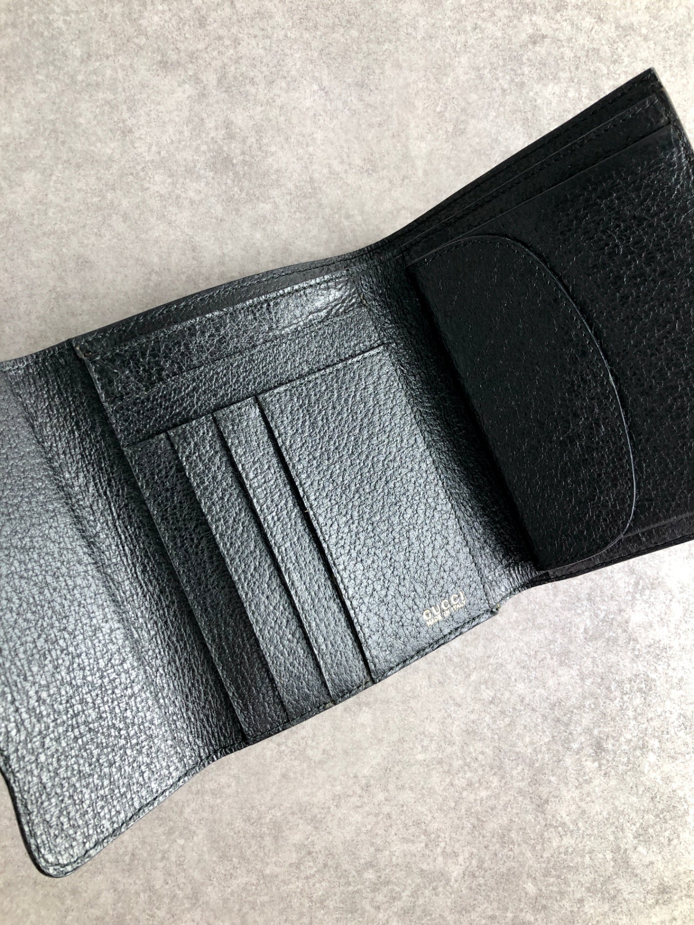 GUCCI Horse Bit Trifold Wallet Black Vintage xhjptb