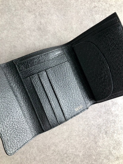 GUCCI Horse Bit Trifold Wallet Black Vintage xhjptb