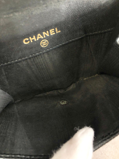 CHANEL Coco Mark 折疊皮夾 黑色復古 a7ppdi