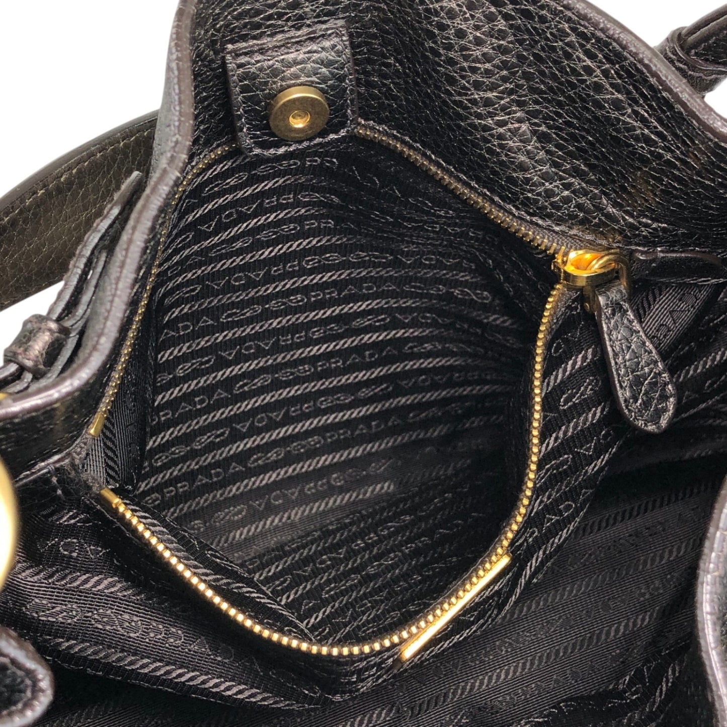 PRADA Logo Side Pocket Two-way Handbag Shoulder bag Bronze Vintage fiftw3