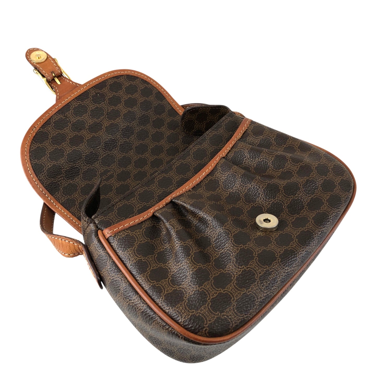 CELINE Macadam Blason Shoulder bag Brown Vintage w4w3x4