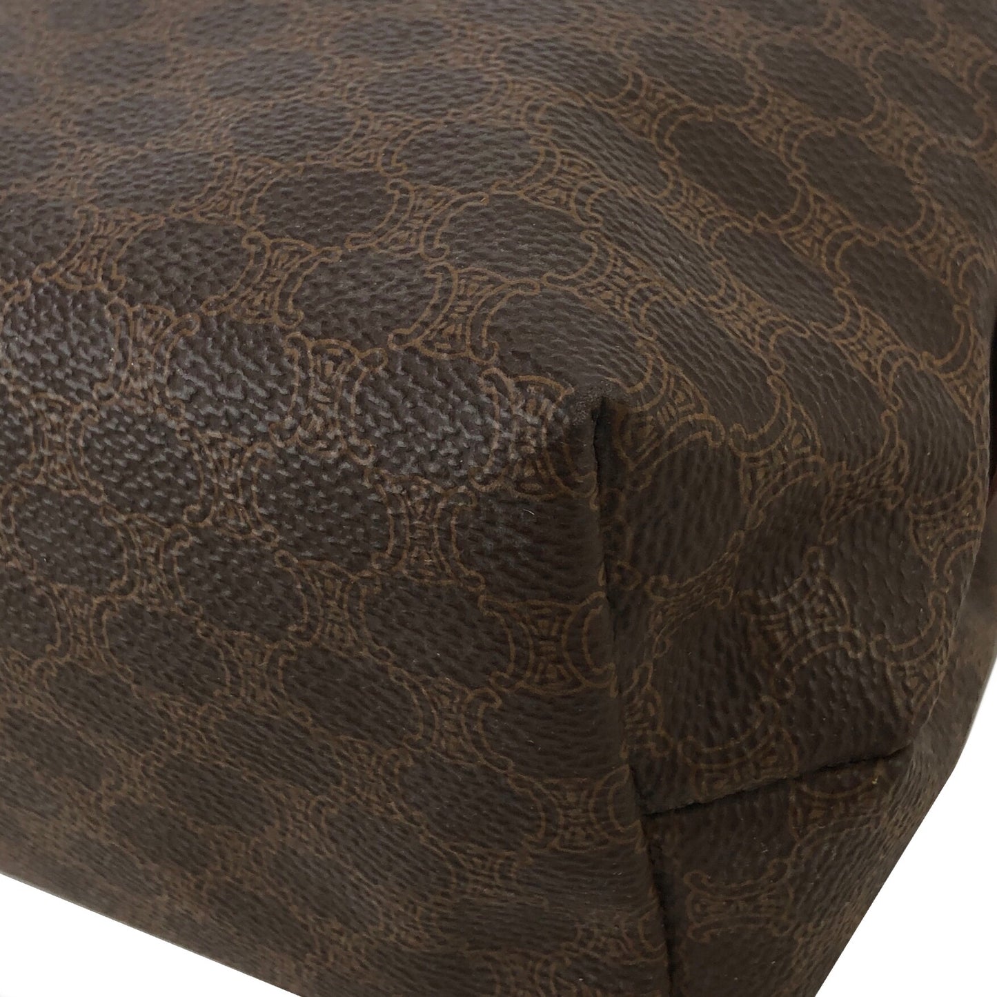 CELINE Macadam Blason  PVC Leather Pouch Brown Vintage vnsihf