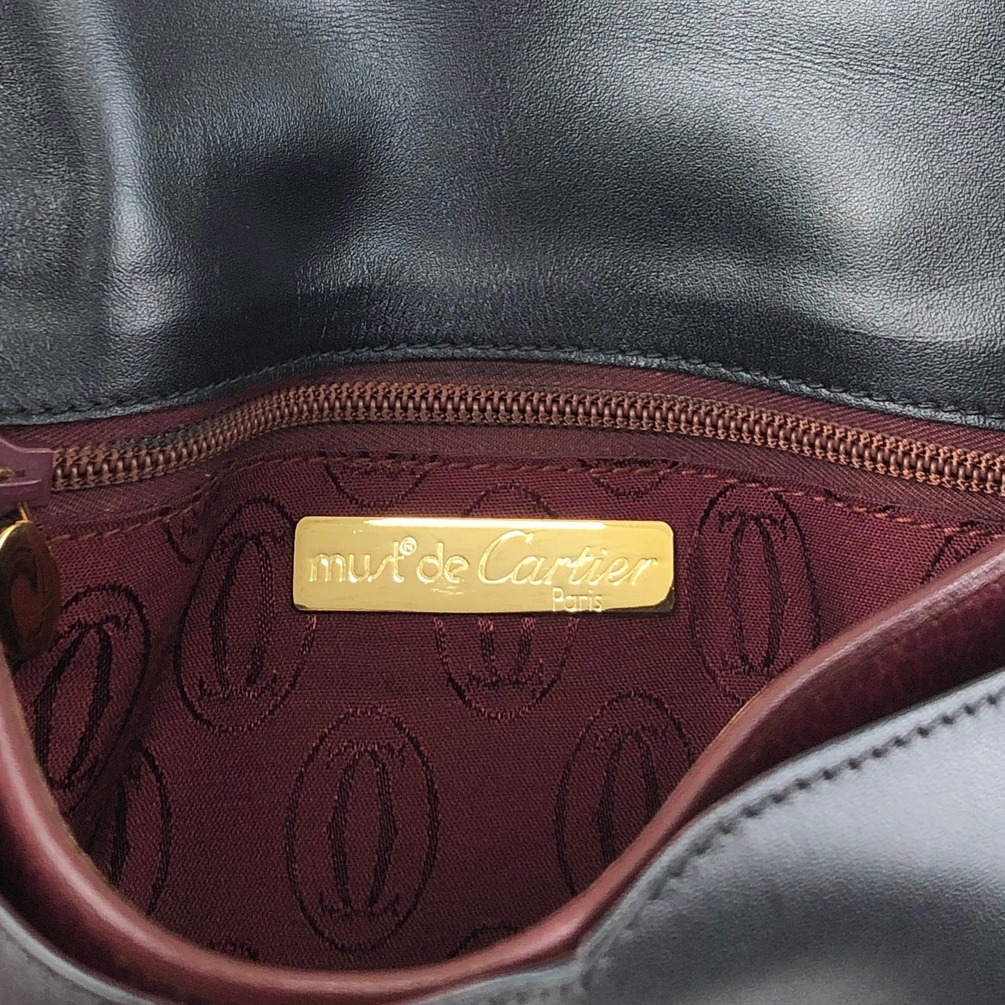 Cartier Logo Trinity Shoulder bag Black Vintage j72pji