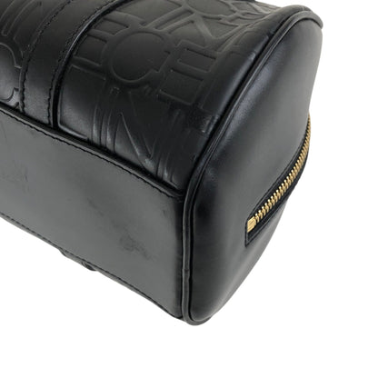 CELINE Logo Embossed Handbag Black Vintage 2jj6ge